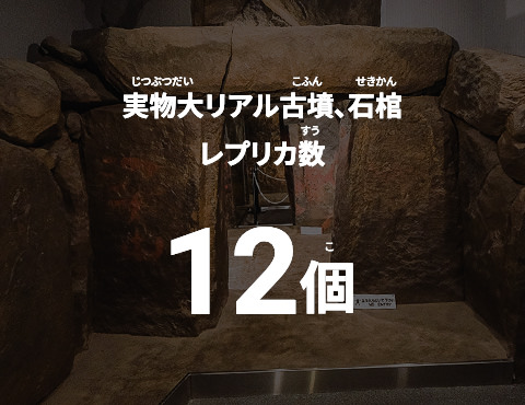 実物代リアル古墳、石棺レプリカ数：12個